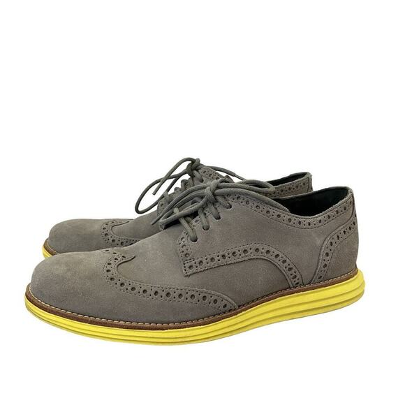 Cole Haan Wingtip Oxford Lunagrand Suede Shoes Men's Size 7 Gray Comfy C10026 - Picture 4 of 10